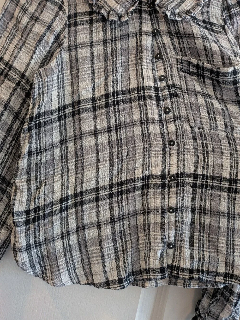 Anthropologie Pilcro Keira Peter Pan Collar Blouse Plaid Long Sleeve Size XXS
